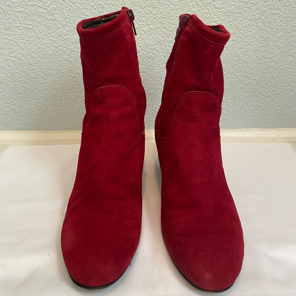 AGL red suede ankle boots.